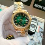 Copy Rolex Datejust Asia 8215 Watches - 2-Tone jubilee Green Diamond Dial